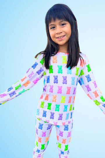 Simply Soft Long Sleeve Crew & Slim Lounge Bottom - Lilac Rainbow Gummy Bear - NEW!