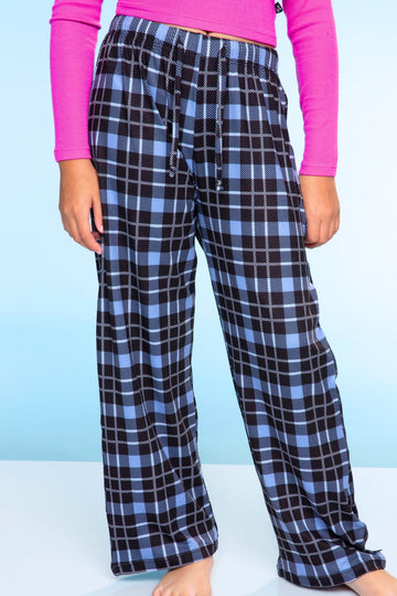 Simply Soft Karate Pant. - Black White Blue Plaid - NEW!
