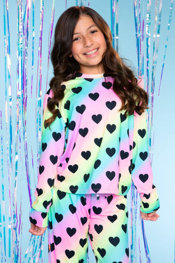 Simply Soft Long Sleeve Easy Tee & Karate Pant - Rainbow Heart - NEW!