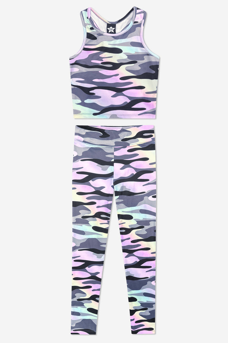 Simply Soft Luxe Racerback Tank & Mid-Rise Legging Set - Pastel Camo