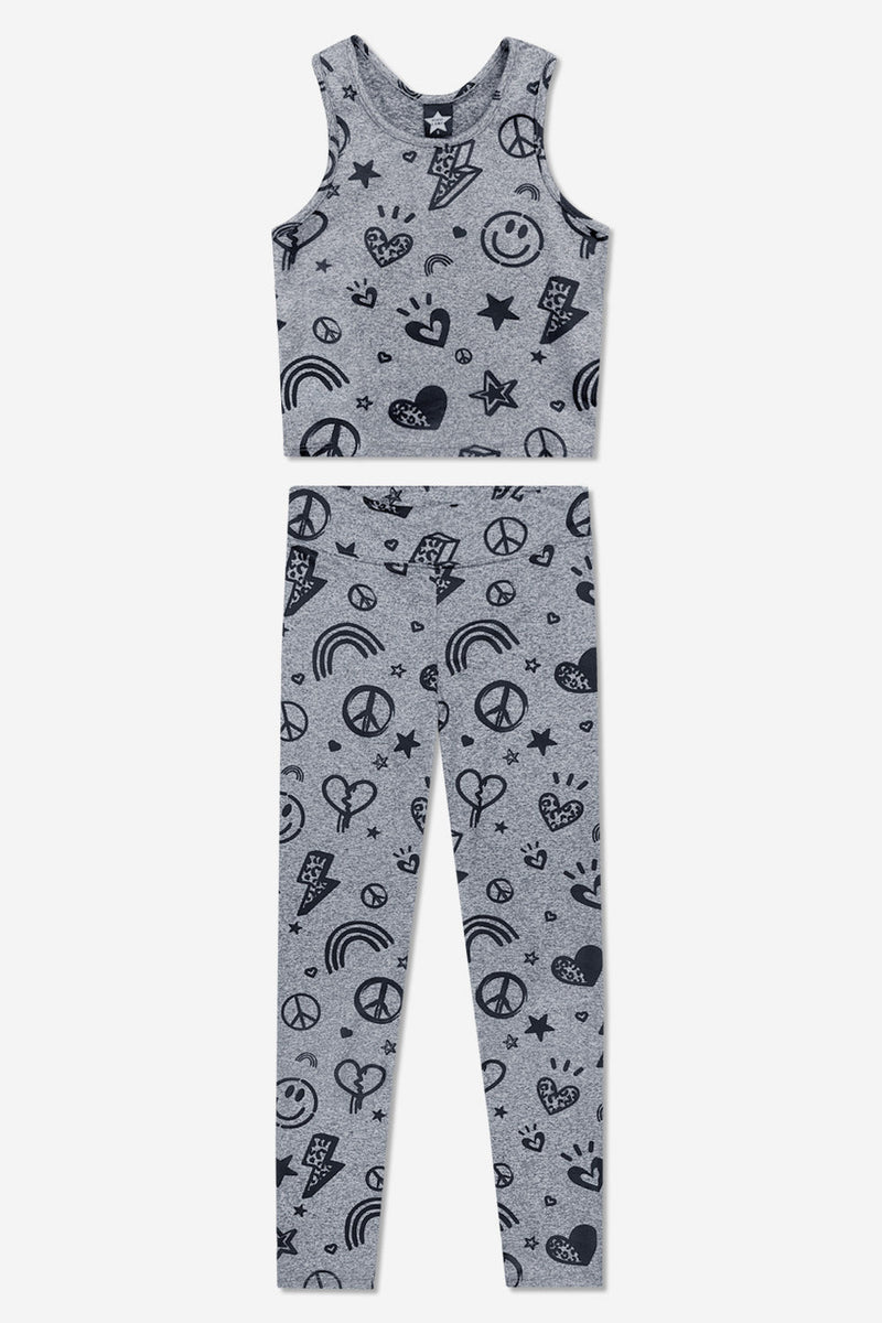 Simply Soft Luxe Racerback Tank & Mid-Rise Legging Set - Steel Doodles
