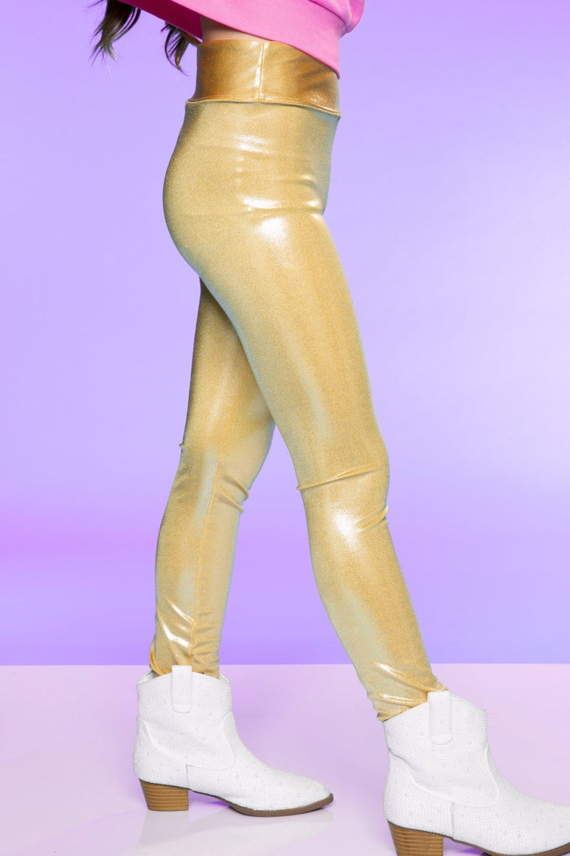 Liquid Mid-Rise Legging - Gold Glitter