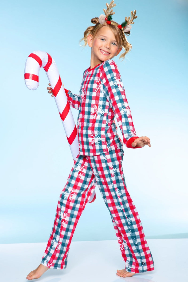 Simply Soft Long Sleeve Top & Karate Pant - Unisex Red Green Christmas Plaid - NEW!