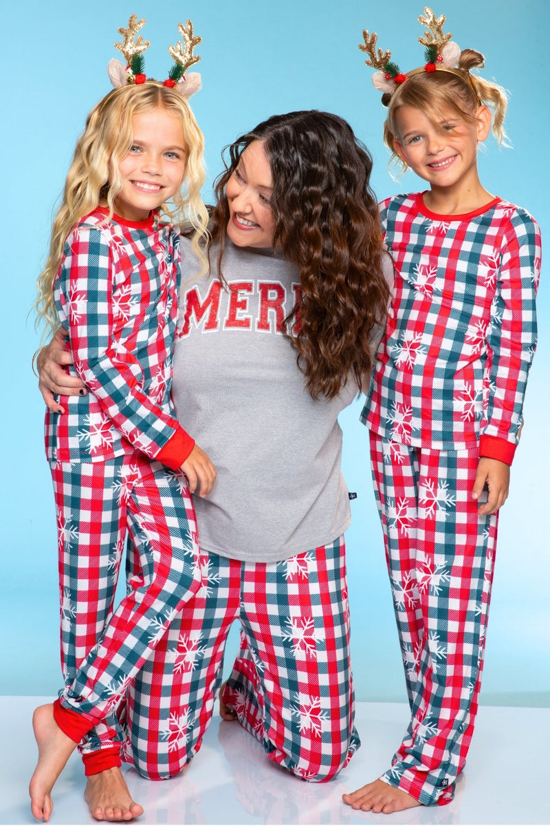 Women's Triblend Tee & Simply Soft Karate Pant - Red Green Christmas Plaid - NEW!