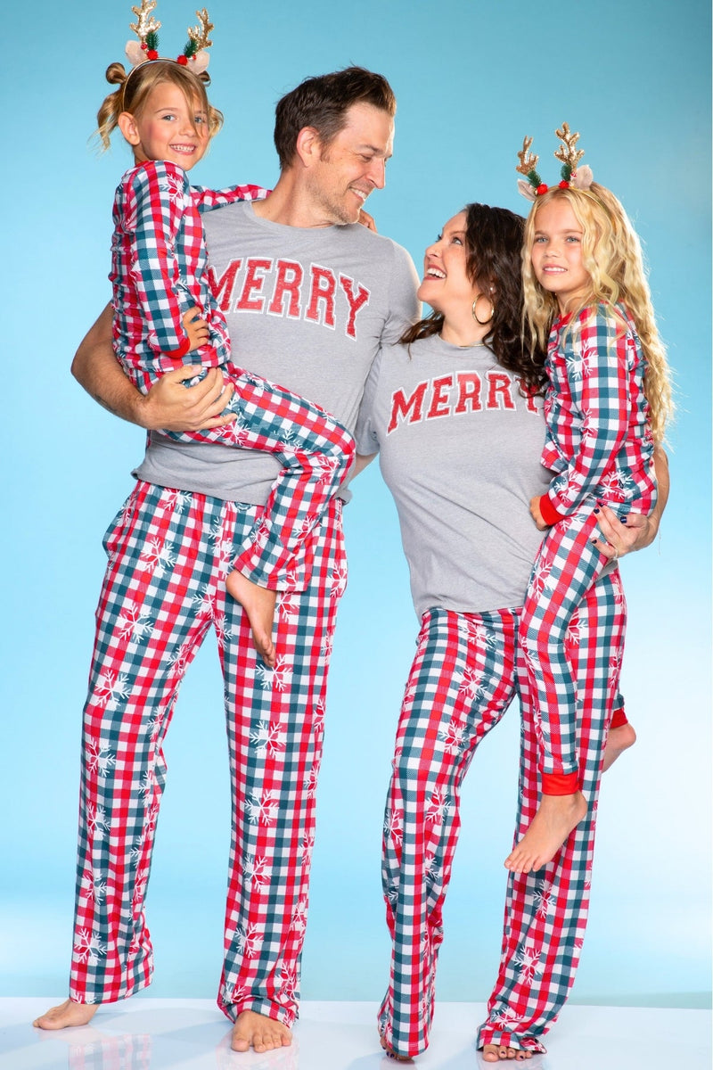 Men's Triblend Tee & Simply Soft Karate Pant - Red Green Christmas Plaid - NEW!