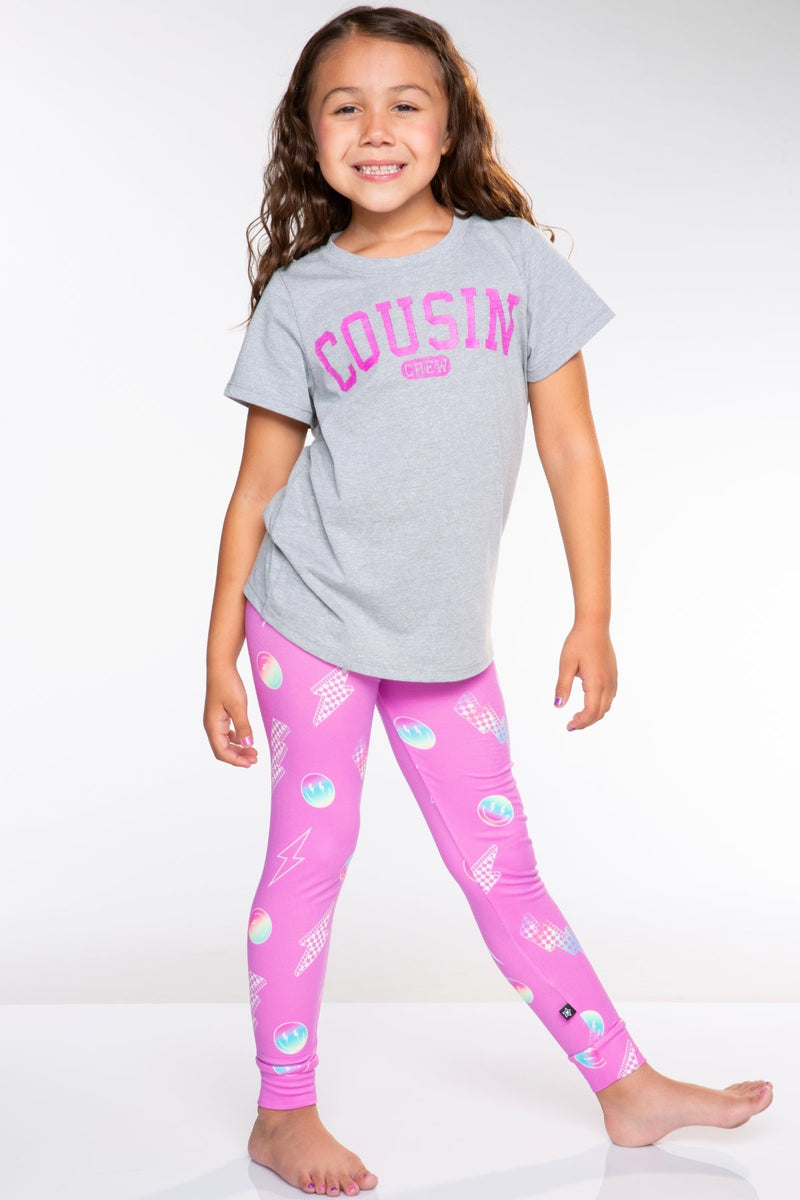 Triblend Short Sleeve Tee & Slim Lounge Bottom - Pink Grey Cousin Crew Smile - NEW!