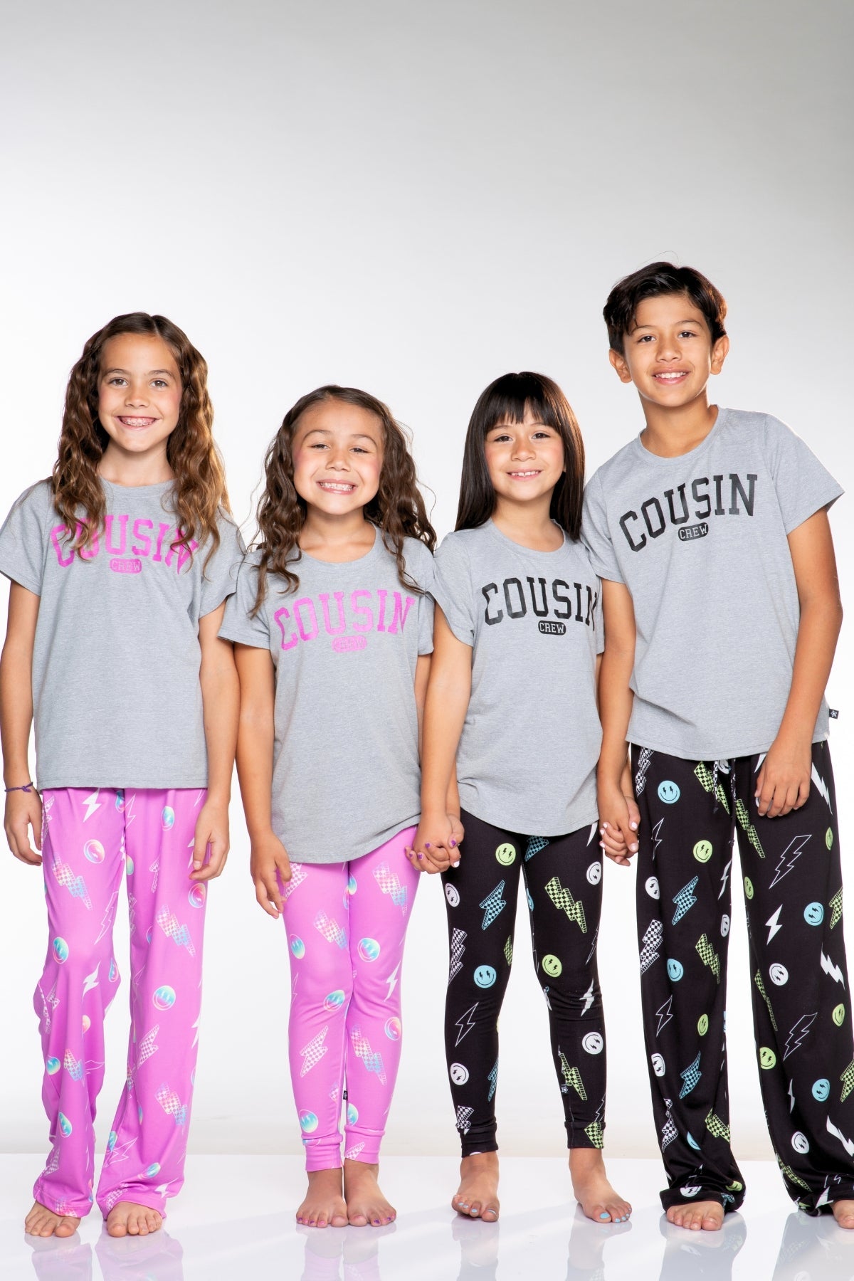 Triblend Short Sleeve Tee & Slim Lounge Bottom - Pink Grey Cousin Crew Smile