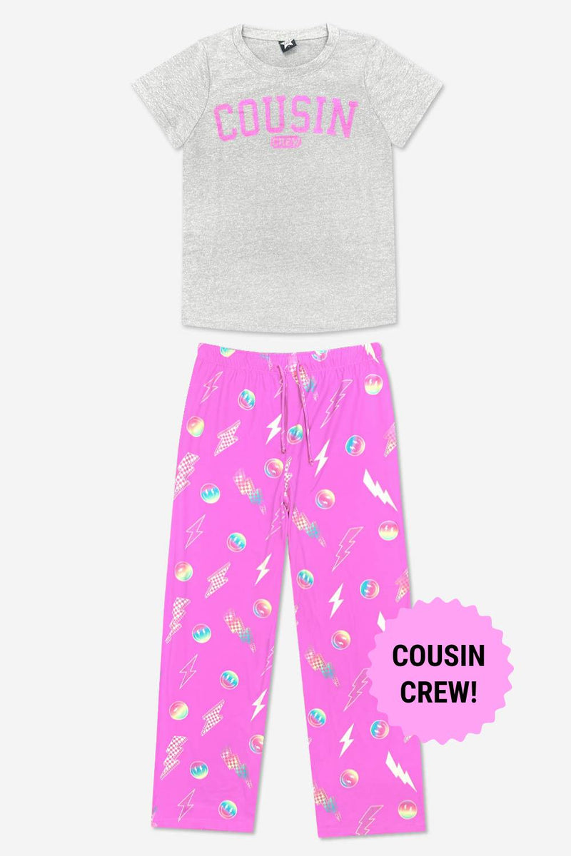 Triblend Graphic Tee & Simply Soft Karate Pant - Pink Grey Cousin Crew Smile - NEW!