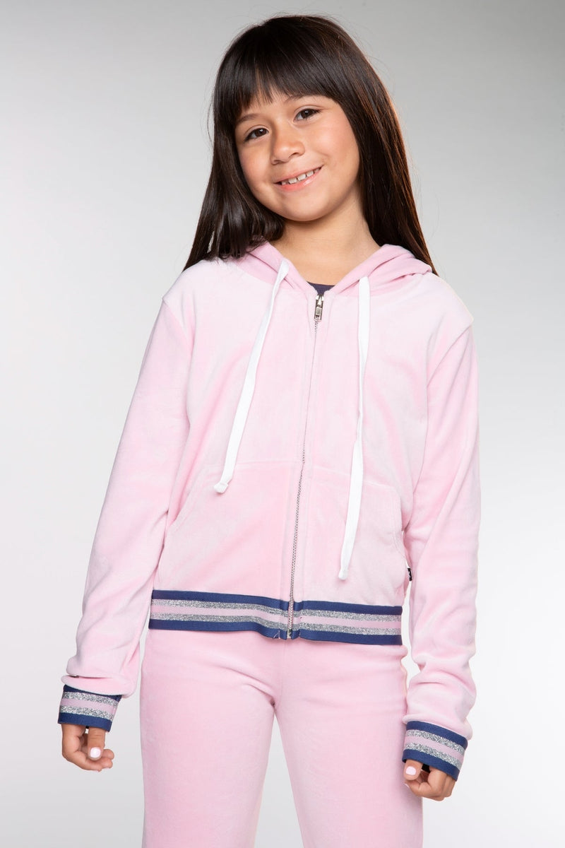 Velour Cropped Zip Hoodie - Dusty Pink - NEW!