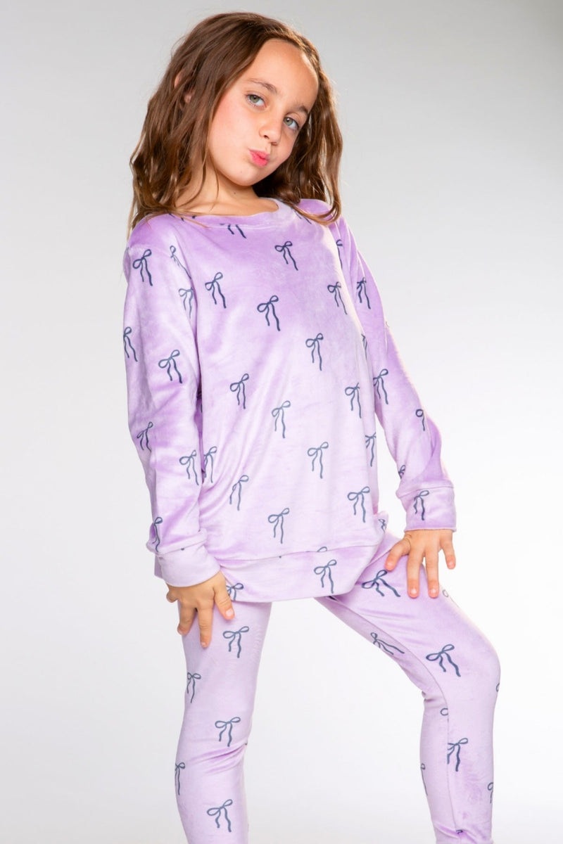Long Sleeve Velour Set - Lilac Bows - NEW!