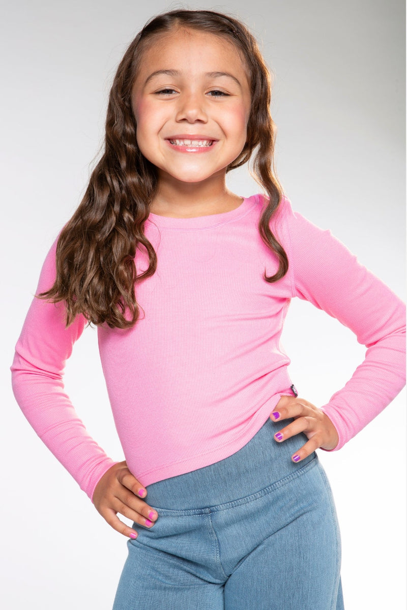 Ultra-Soft Ribbed Long Sleeve Fitted Tee - Neon Pink - NEW!