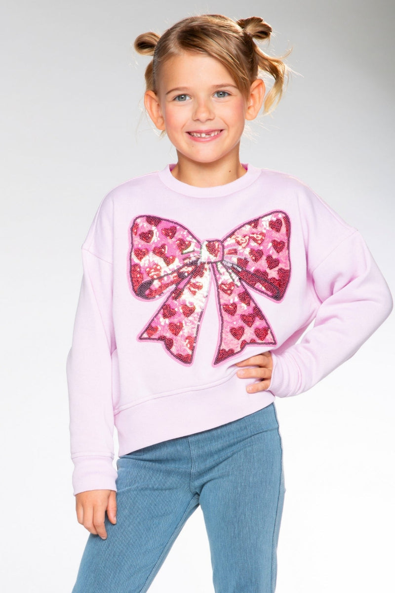 Cloud Soft French Terry Everyday Sweatshirt - Baby Pink Heart Bow - LOVE!