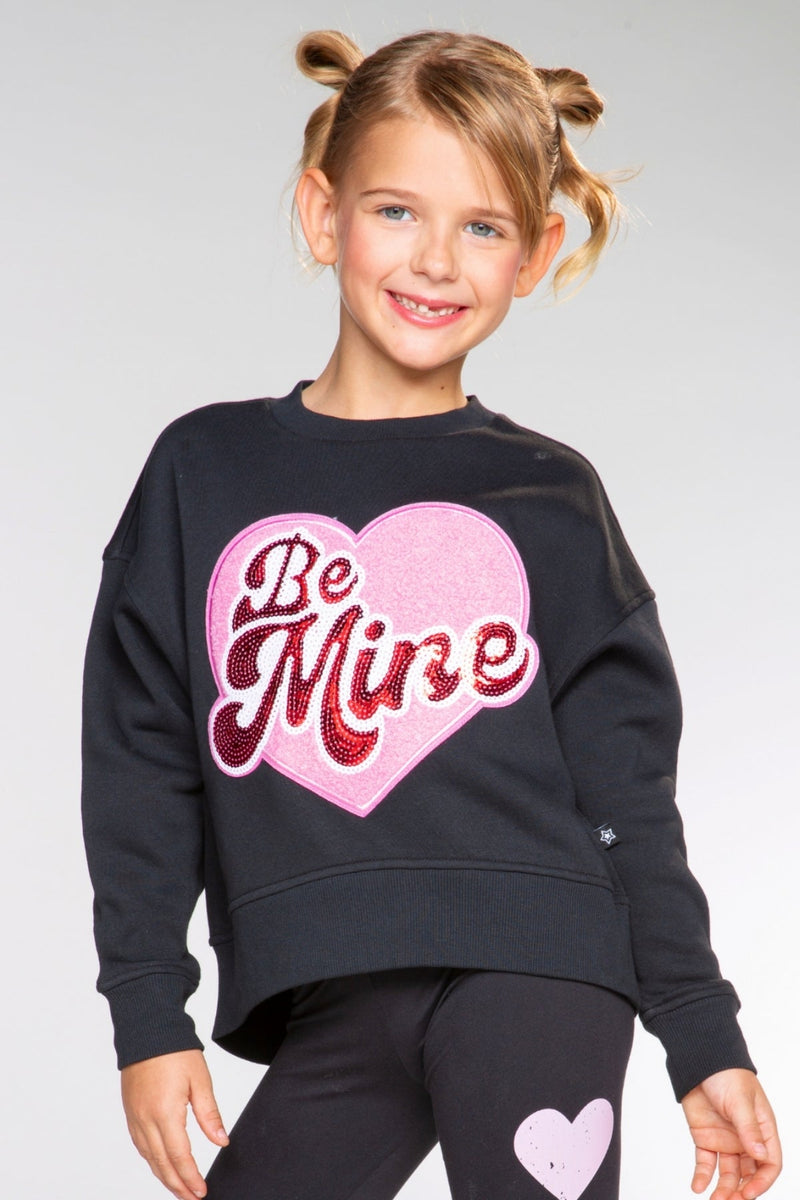 Cloud Soft French Terry Everyday Sweatshirt - Black Be Mine Heart - LOVE!