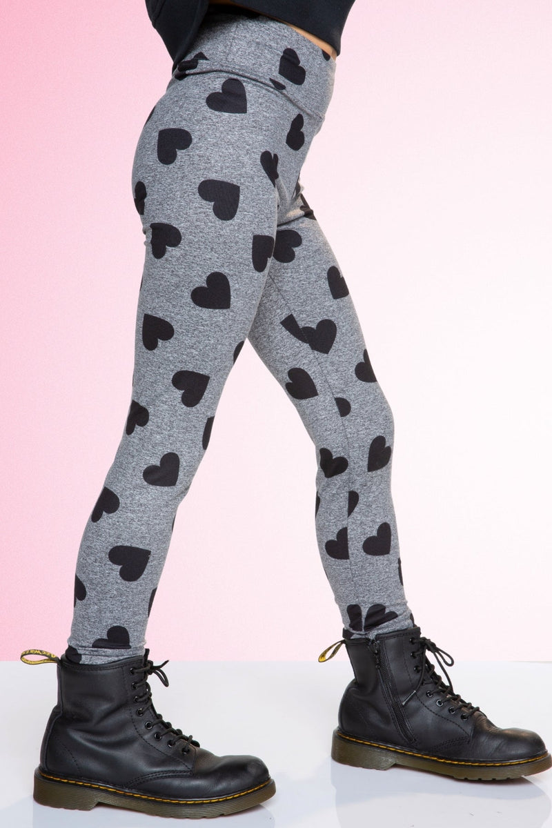 Simply Soft Luxe Mid-Rise Long Legging. - Heather Grey Black Hearts