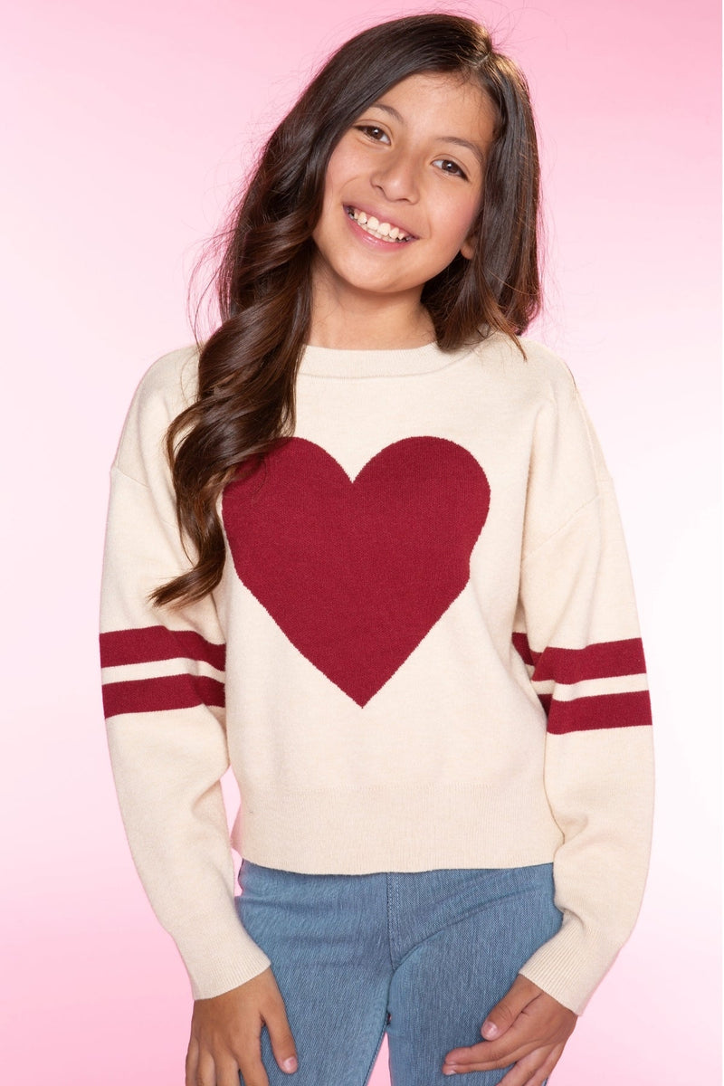 Yummy Soft Crew Neck Sweater - Oatmeal Red Heart - LOVE!