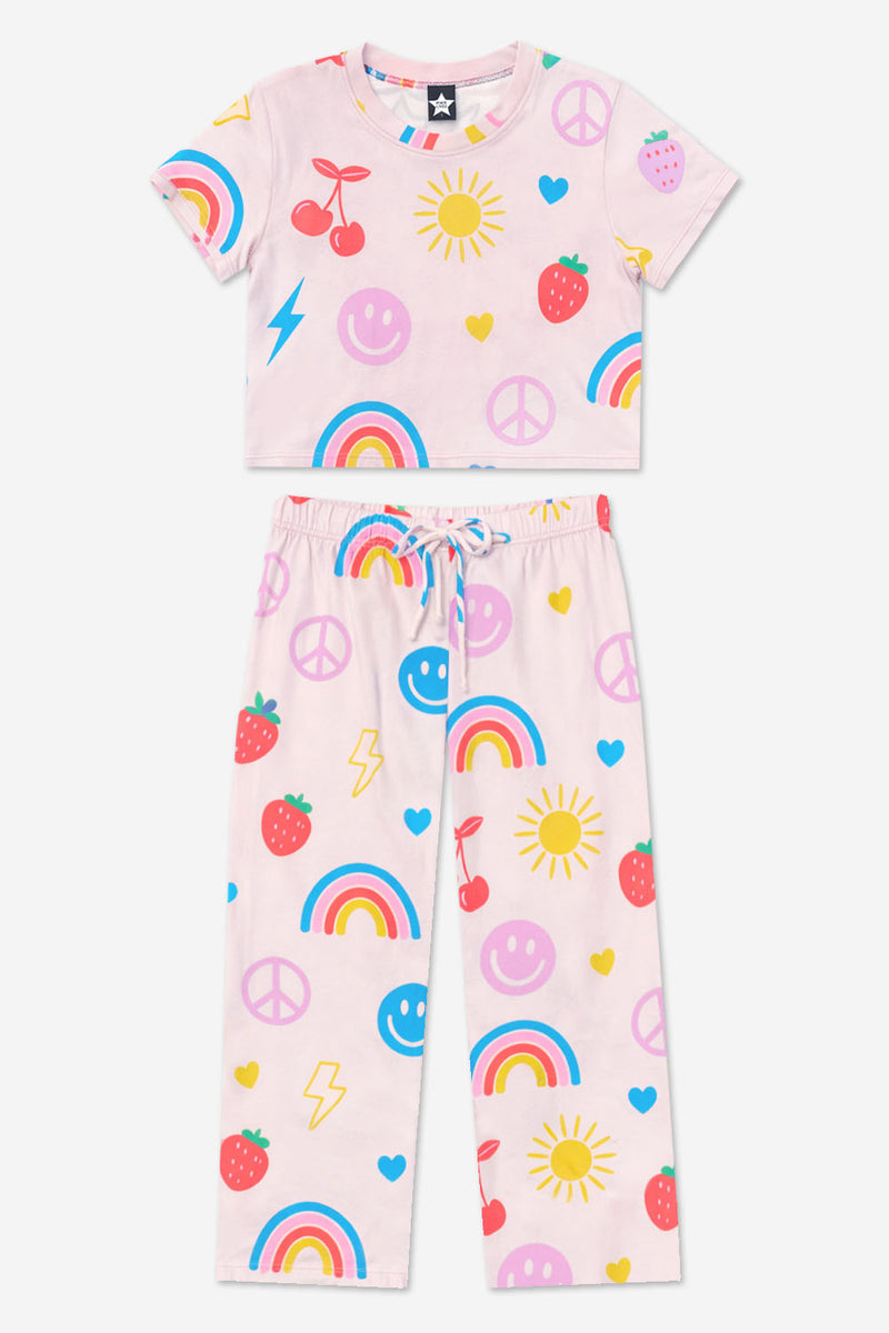 Simply Soft Easy Tee & Karate Pant - Dusty Pink Sticker Emojis - NEW!