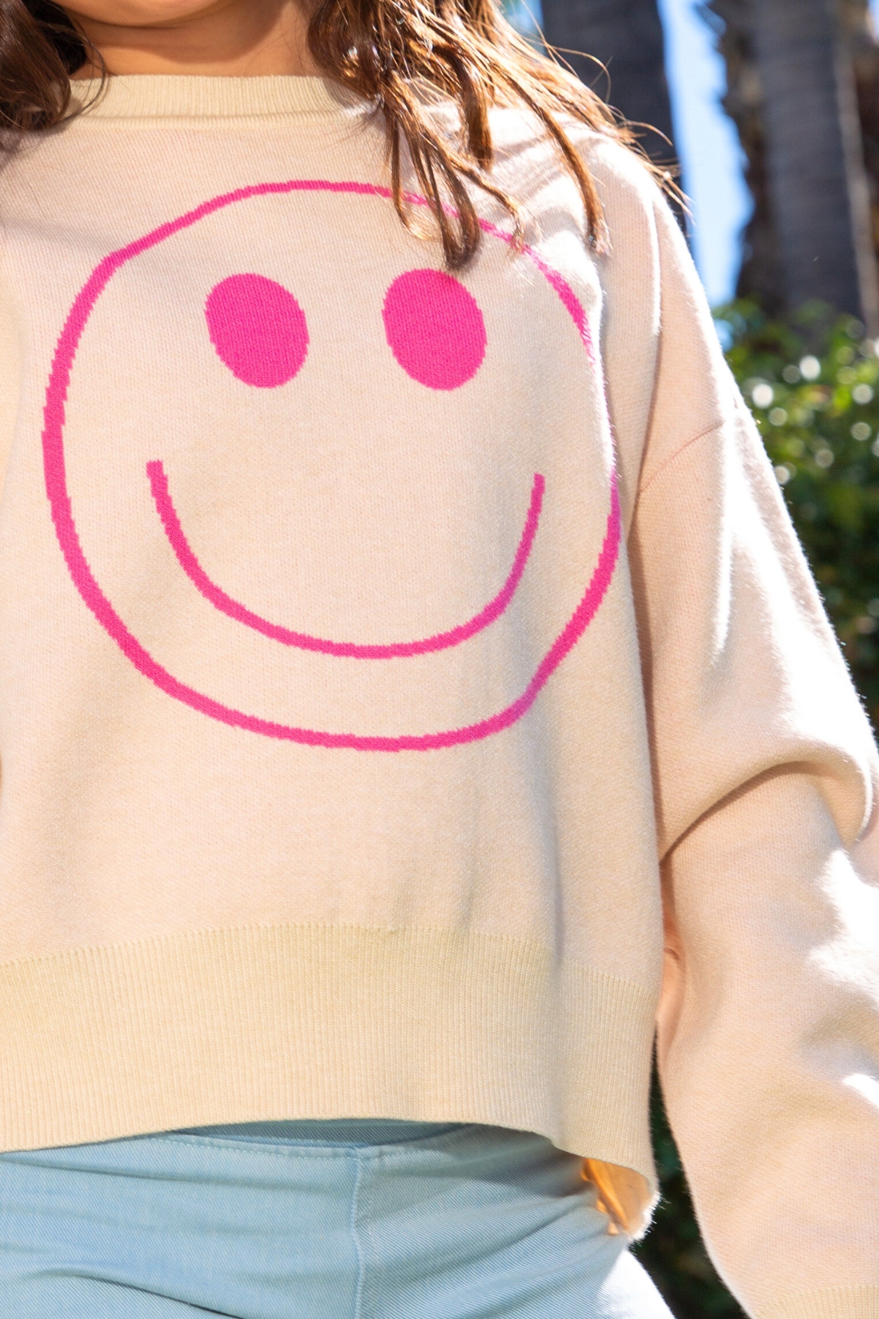 Yummy Soft Crew Neck Sweater - Blush Pink Ivory Star