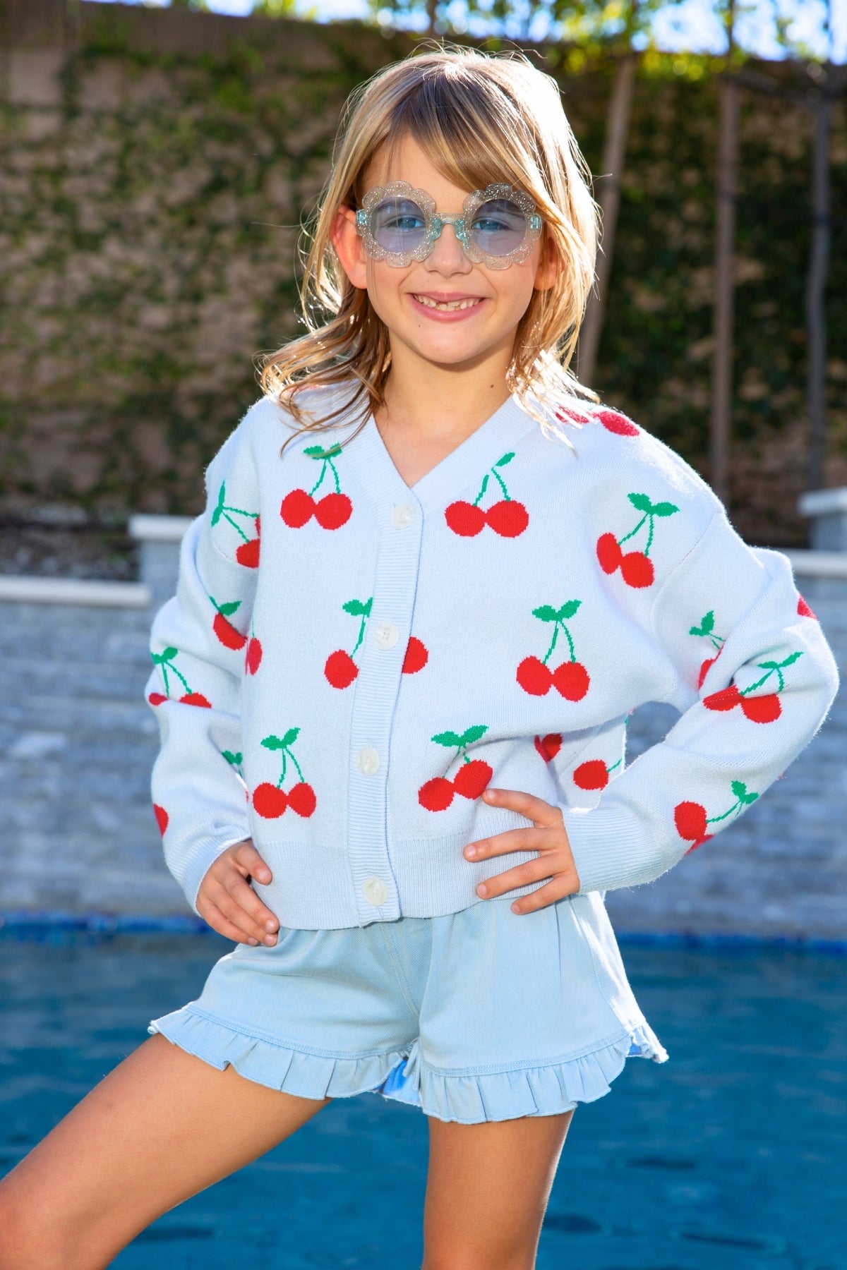 Yummy Soft Cardigan Sweater - Lt Pink White Daisy