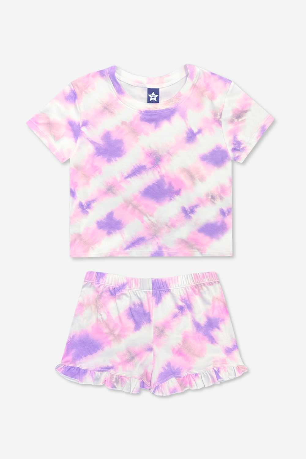 Simply Soft Easy Tee & Ruffle Short Pack - Blush Mauve Tie Dye