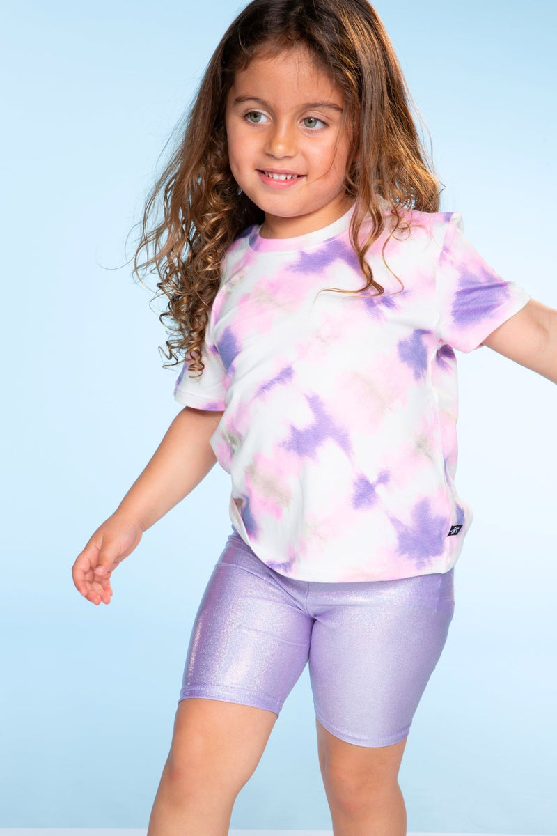 High Shine Biker Short - Purple Glitter