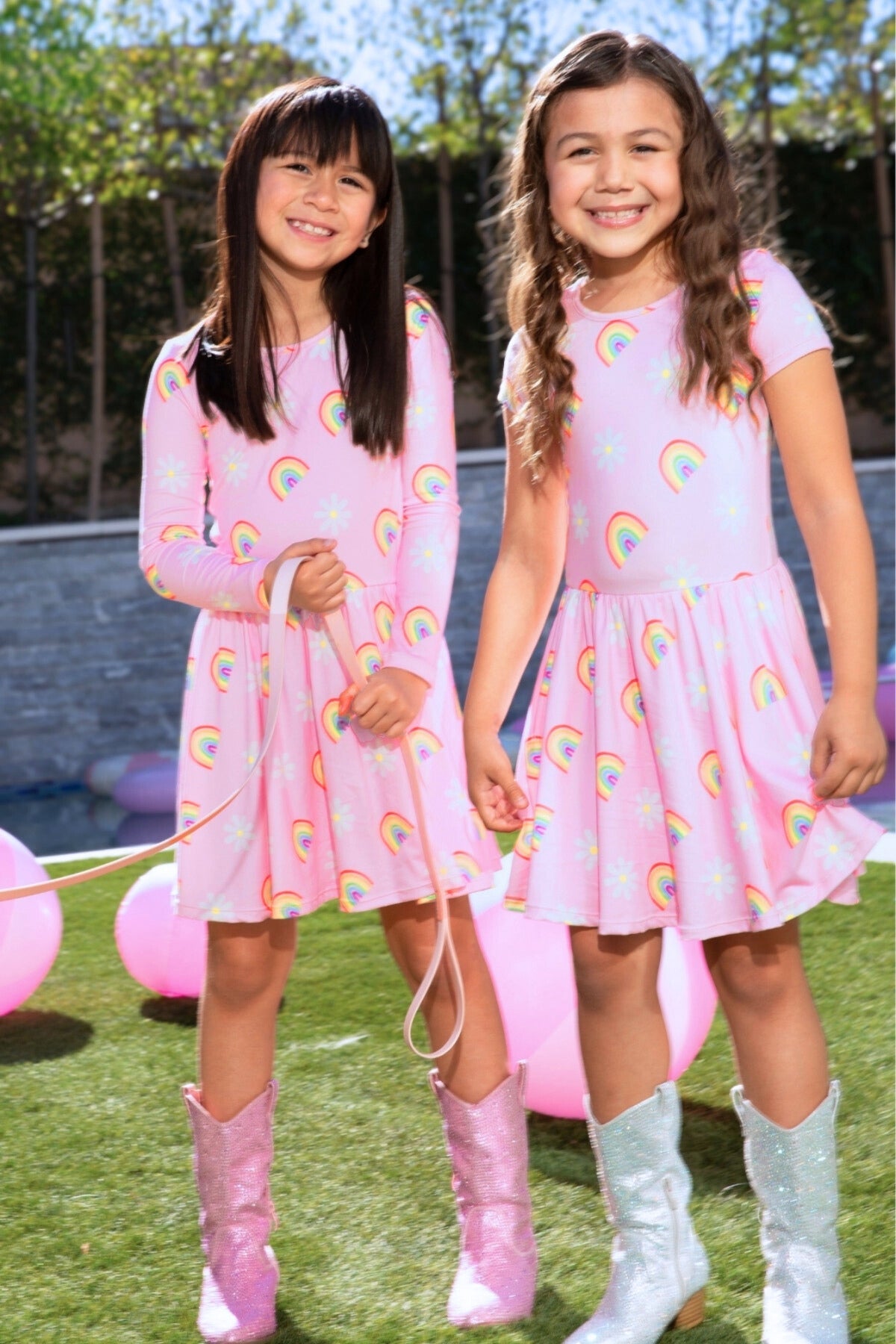 simply cute dresses Soft Long Sleeve Be Happy Dress Pink Daisy Rainbow / 2 Nisolo Men's Alejandro Woven Model is wearing a 10/30/2025 Group 2 Size:XL - 14