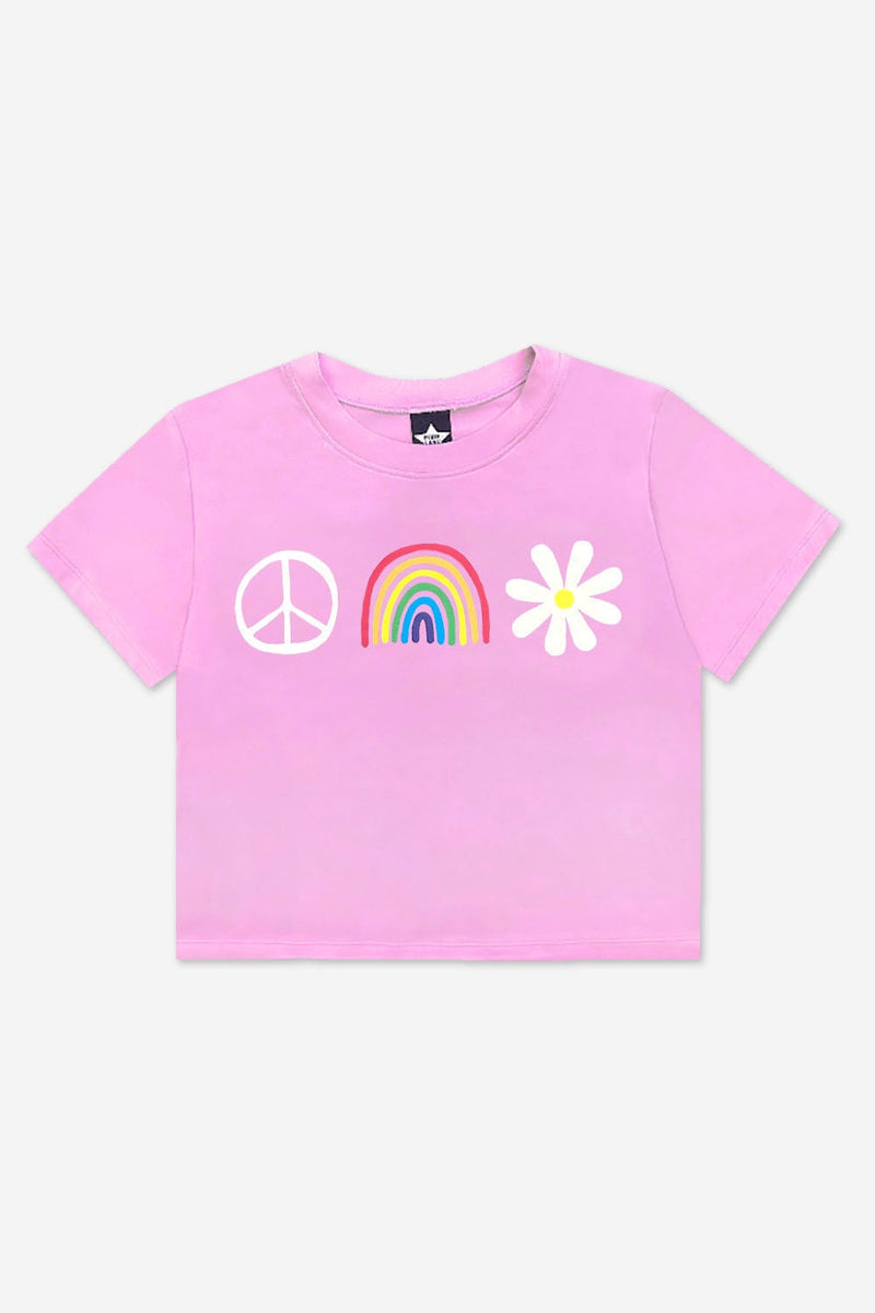 Simply Soft Easy Tee. - Pink Peace Daisy Rainbow - NEW!
