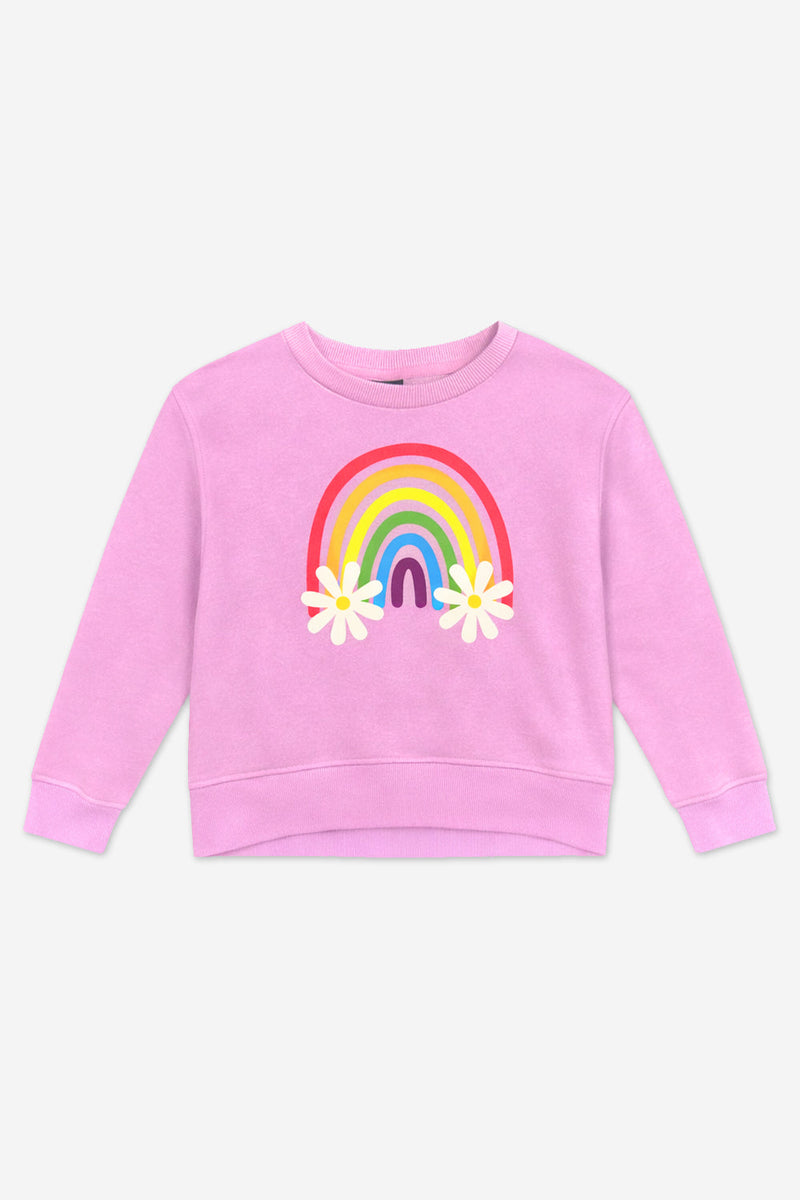 Cloud Soft French Terry Everyday Sweatshirt - Pink Daisy Rainbow - NEW!