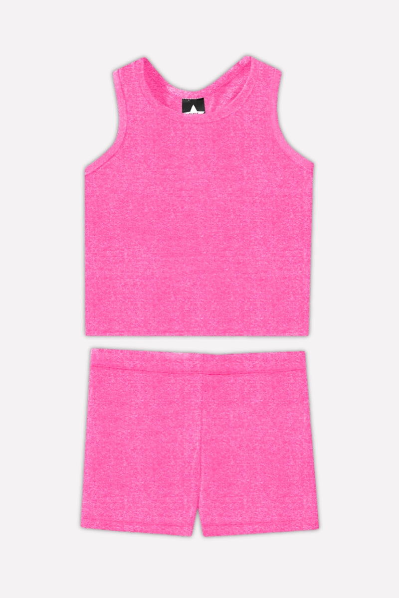 Simply Soft Luxe Cropped Racerback Tank & Tumble Short - Neon Pink