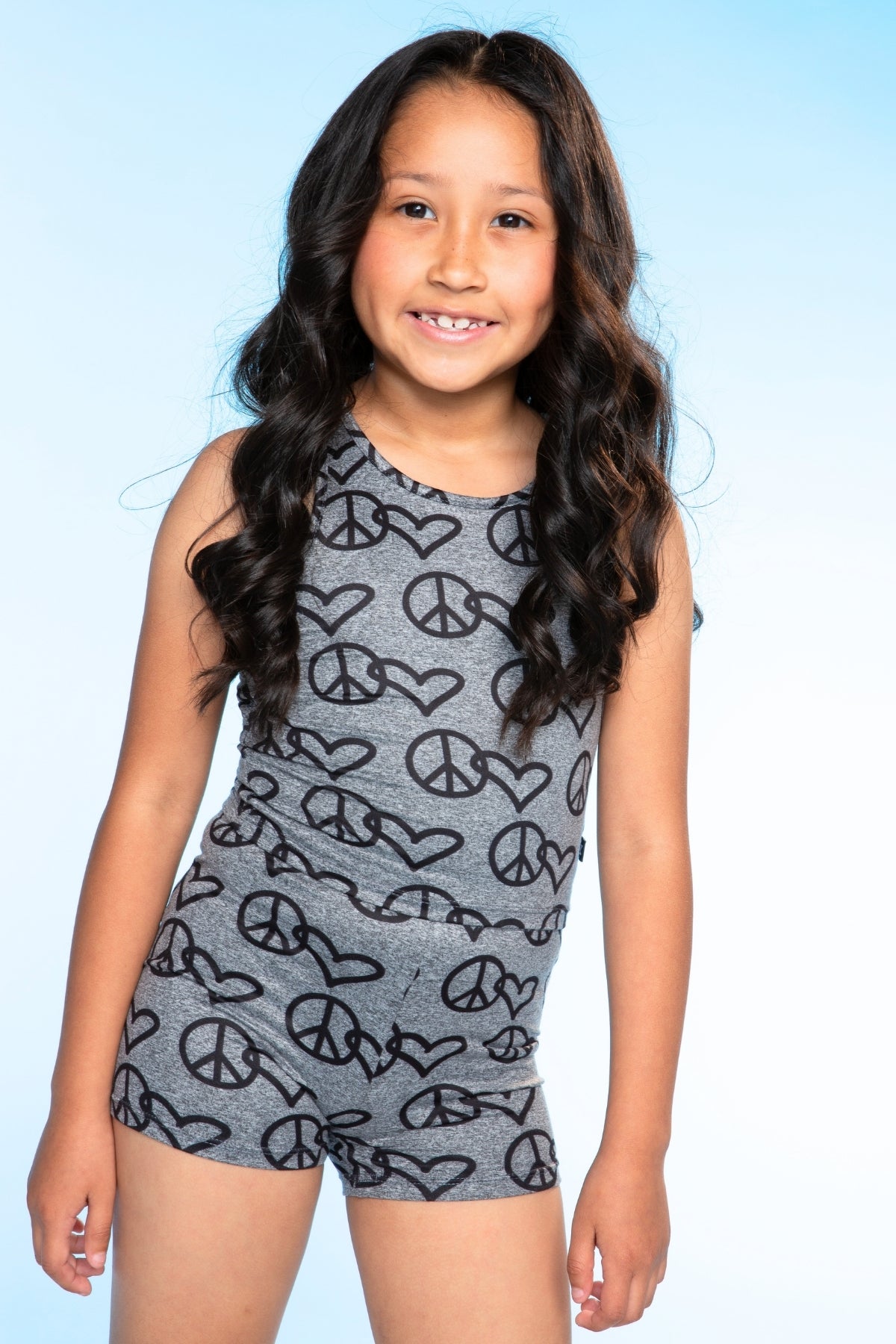 Simply Soft Luxe Cropped Racerback Tank & Tumble Short - Light Blue Smile Star