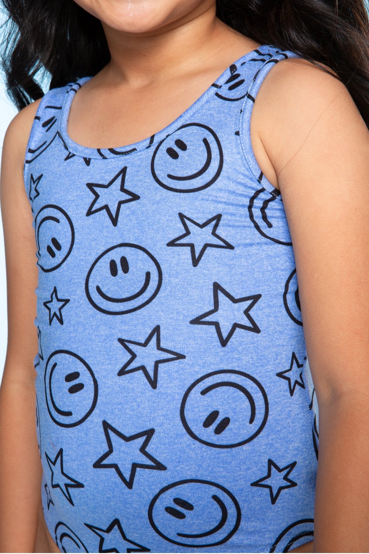 2-Pack Simply Soft Luxe Tank Leotard - Light Blue Smile Star | Neon Pink Rainbow Heart