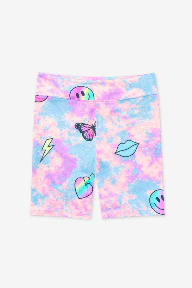 Simply Soft Biker Short - Pastel Rainbow Tie Dye Emoji - NEW!