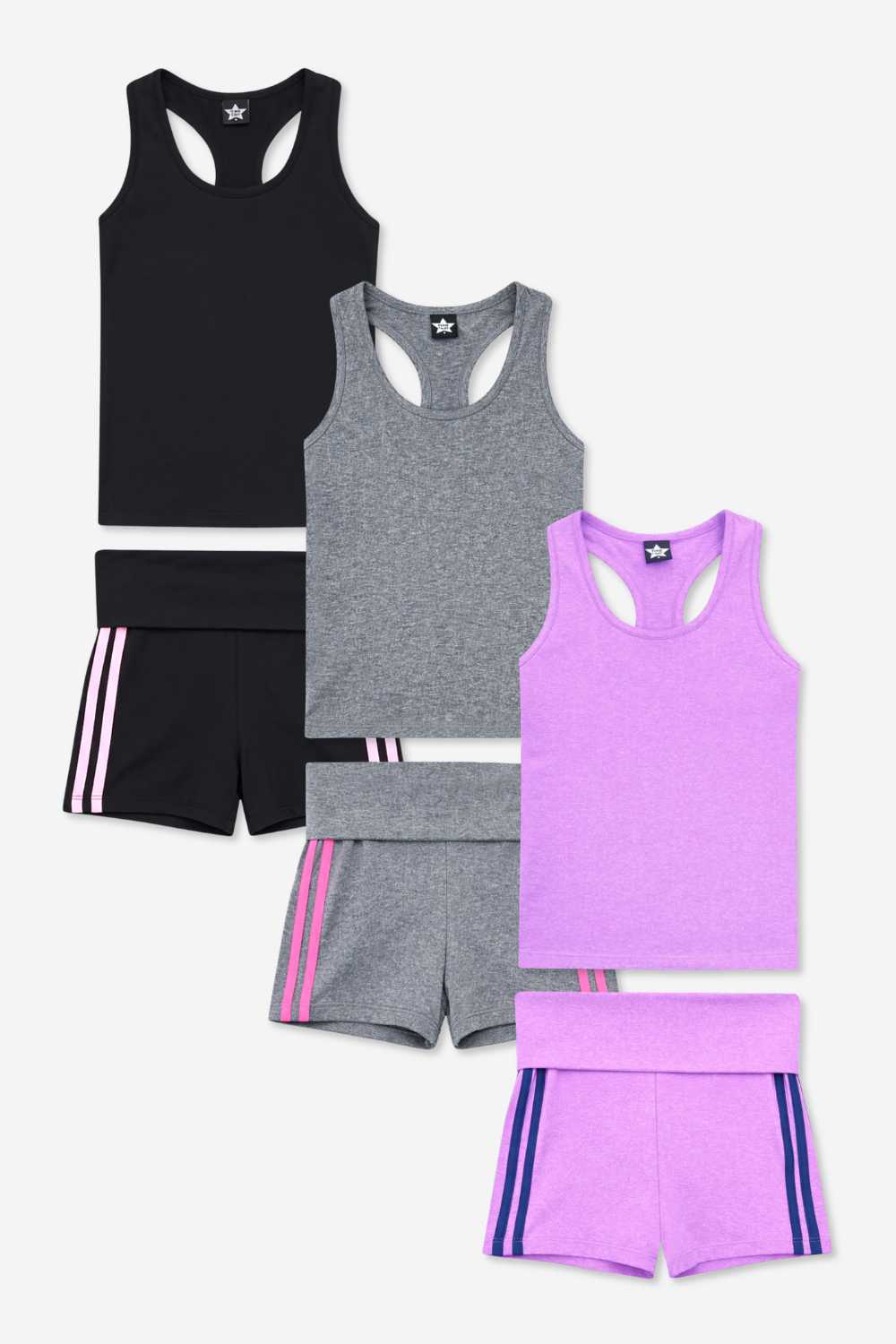 3 Pack Simply Soft Luxe Cropped Racerback Tank & Foldover Short