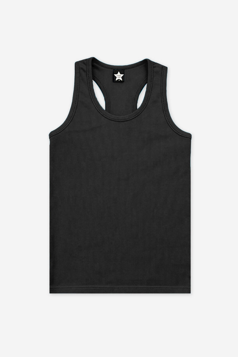 Ribbed Racerback Tank - Black