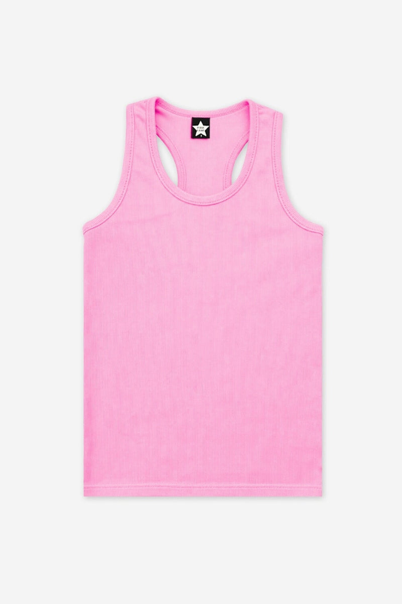 Ribbed Racerback Tank - Neon Pink