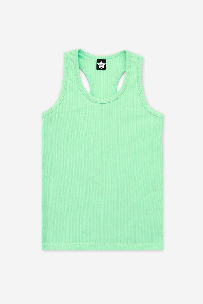 Ribbed Racerback Tank - Neon Lime