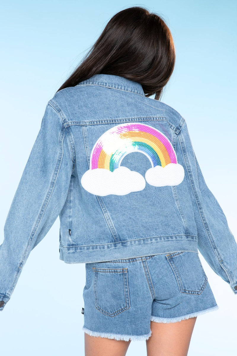 The Perfect Denim Jacket - Denim Sequin Rainbow - NEW!