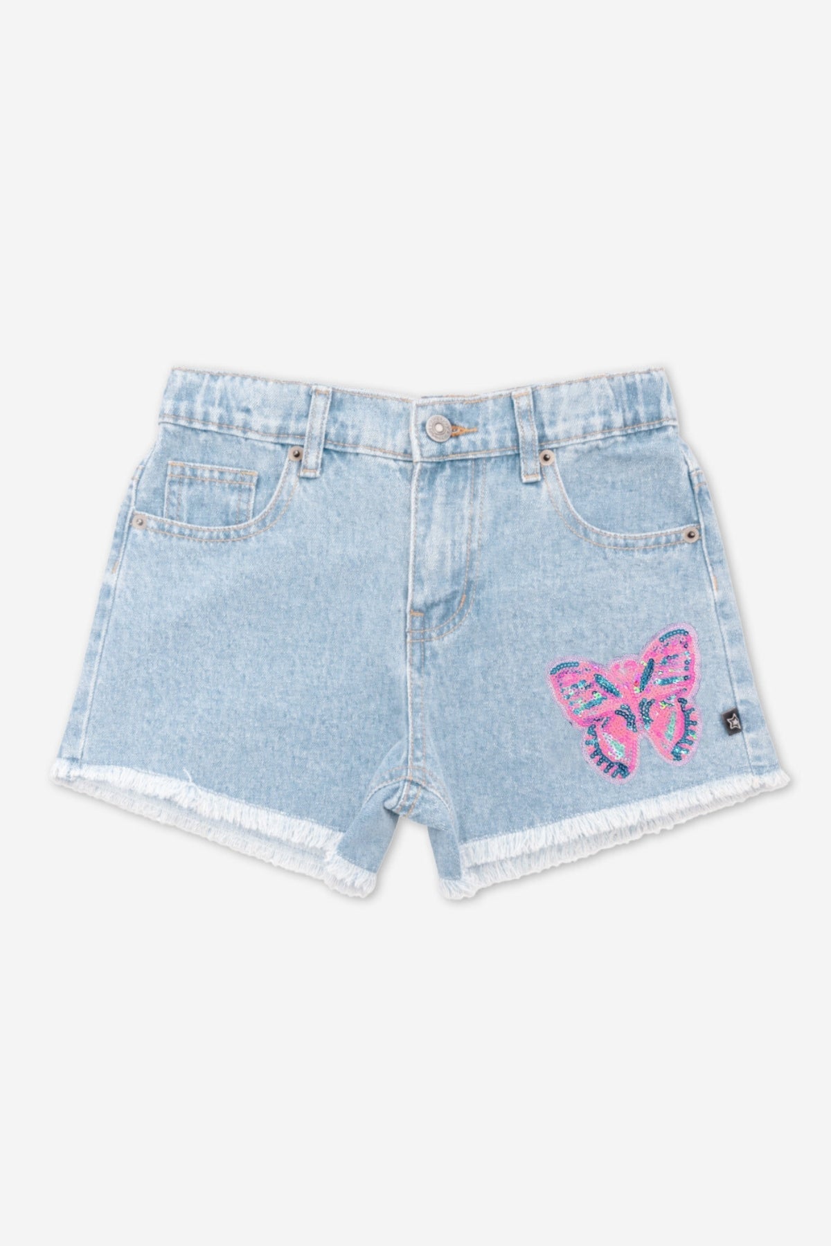 Denim Girlfriend Short - Denim Sequin Rainbow - NEW!