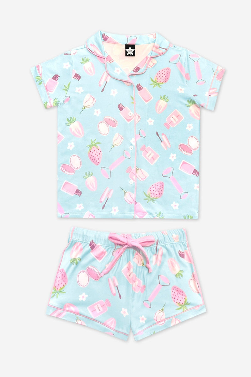 Short Sleeve Simply Soft Button Down Top & Short - Sage Pink Makeup - NEW!