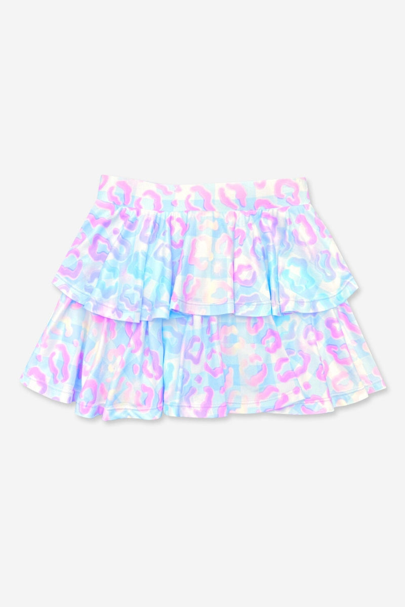 Simply Soft Double Ruffle Skort - Blue Gingham Leopard - NEW!