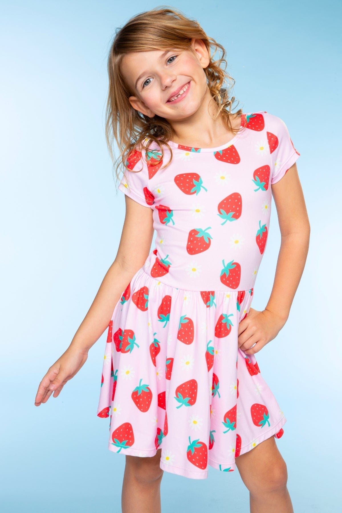 Simply Soft Short Sleeve Scoop Back Be Happy Dress - Pink Tie Dye Cherry Bow