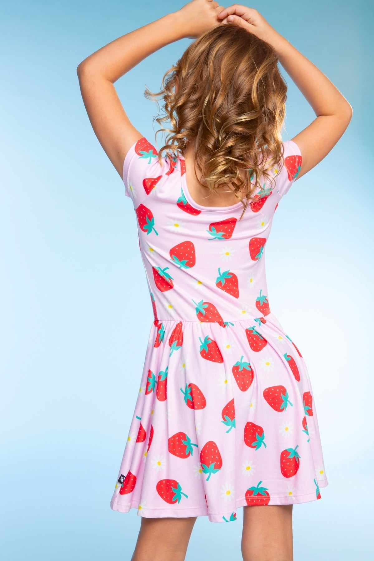 Simply Soft Short Sleeve Scoop Back Be Happy Dress - Pink Tie Dye Cherry Bow