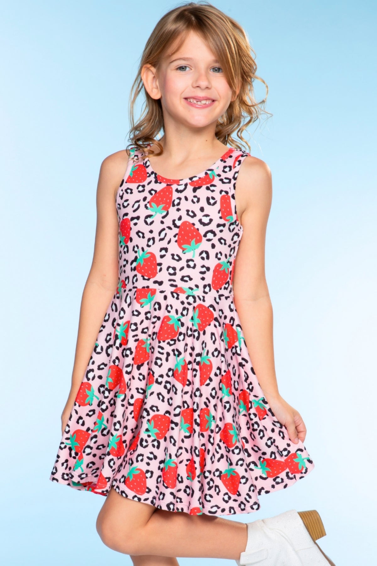 Simply Soft Tank Super Twirl Dress - Strawberry Leopard