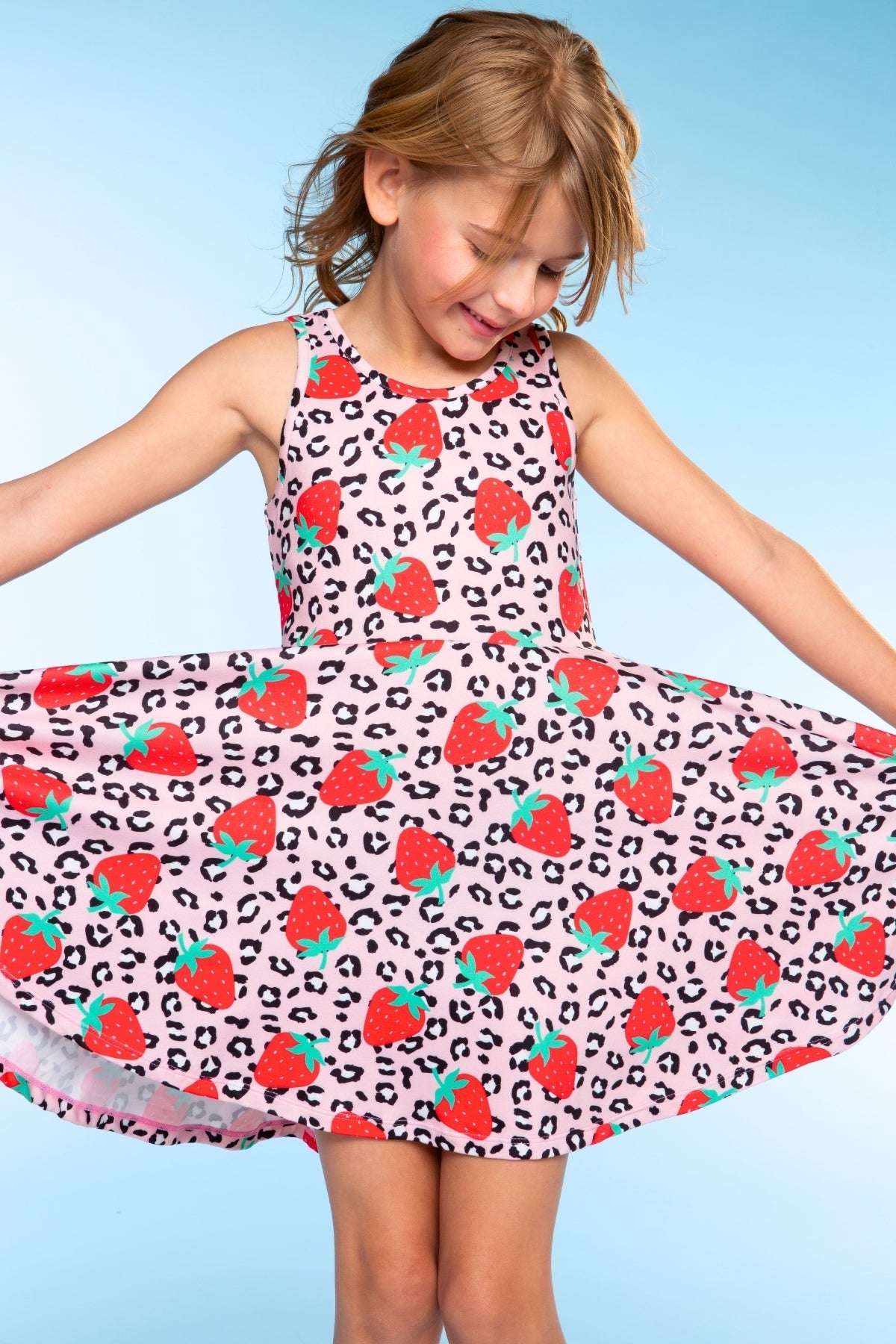 Simply Soft Tank Super Twirl Dress - Strawberry Leopard