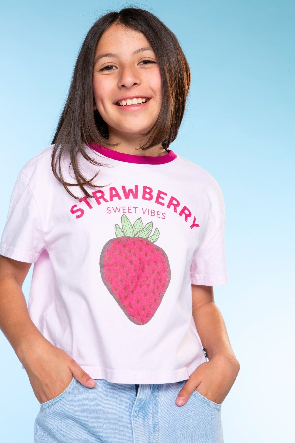 Washed Cotton Drop Shoulder Tee. - Cream Denim Leopard Heart