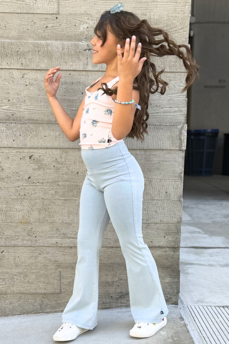 Super Stretch Soft Denim Flare Jegging - Light Blue Denim - NEW!