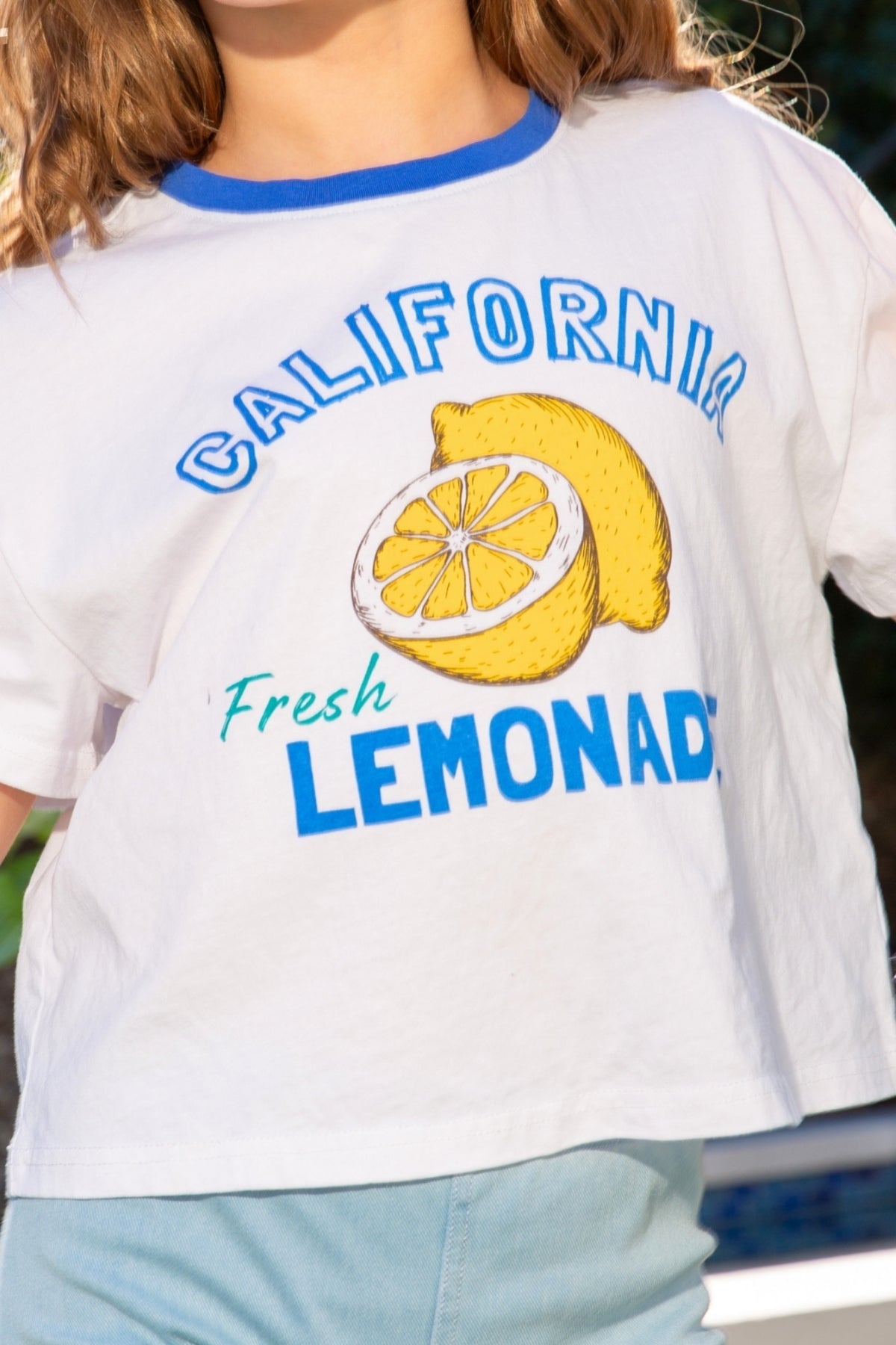 Washed Cotton Drop Shoulder Tee. - Cream Denim Leopard Heart