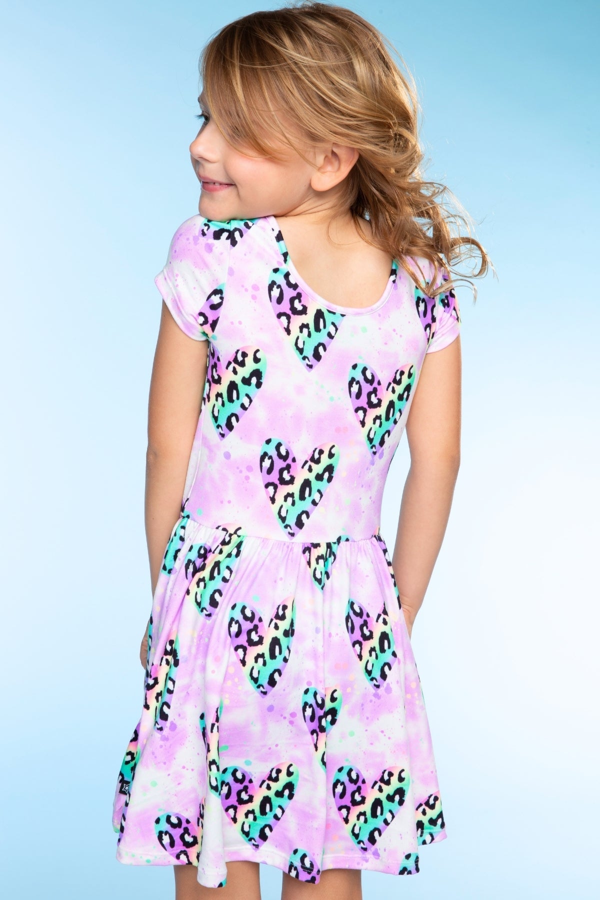 Simply Soft Short Sleeve Scoop Back Be Happy Dress - Neon Pink Sketch Emoji - NEW!
