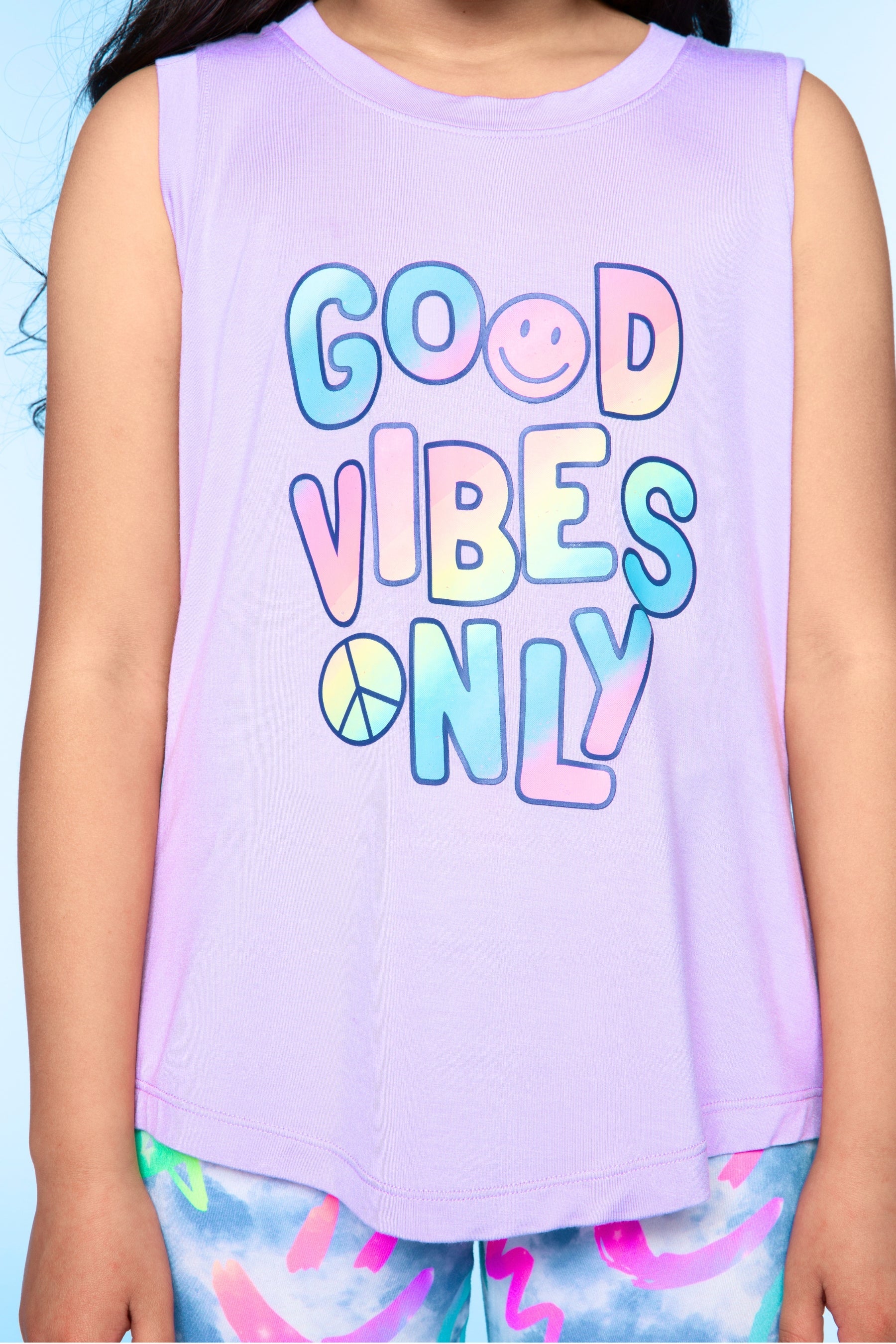 Modal Shirttail Tank - Lavender Good Vibes