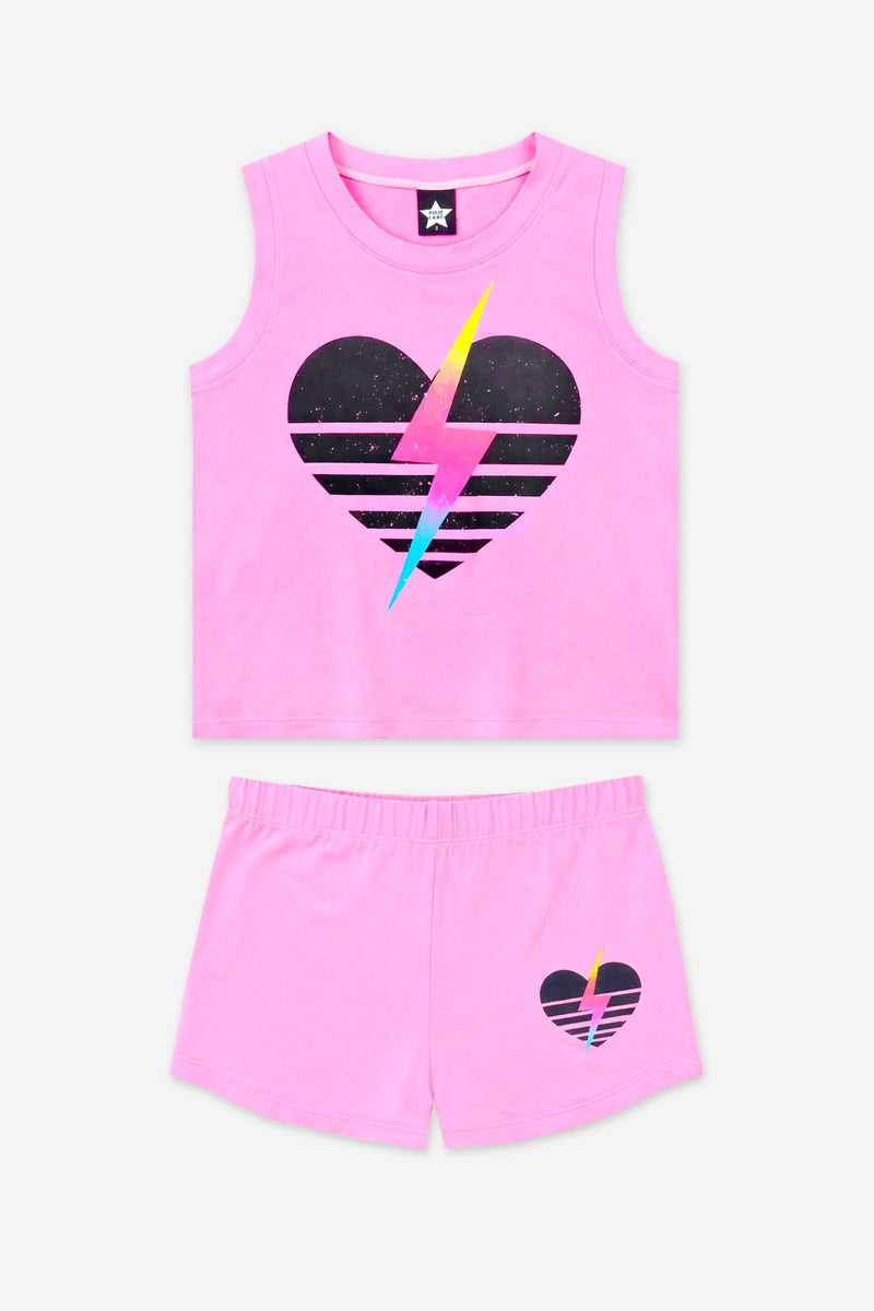 Simply Soft Tank & Dolphin Short Set - Pink Heart Bolt - NEW!