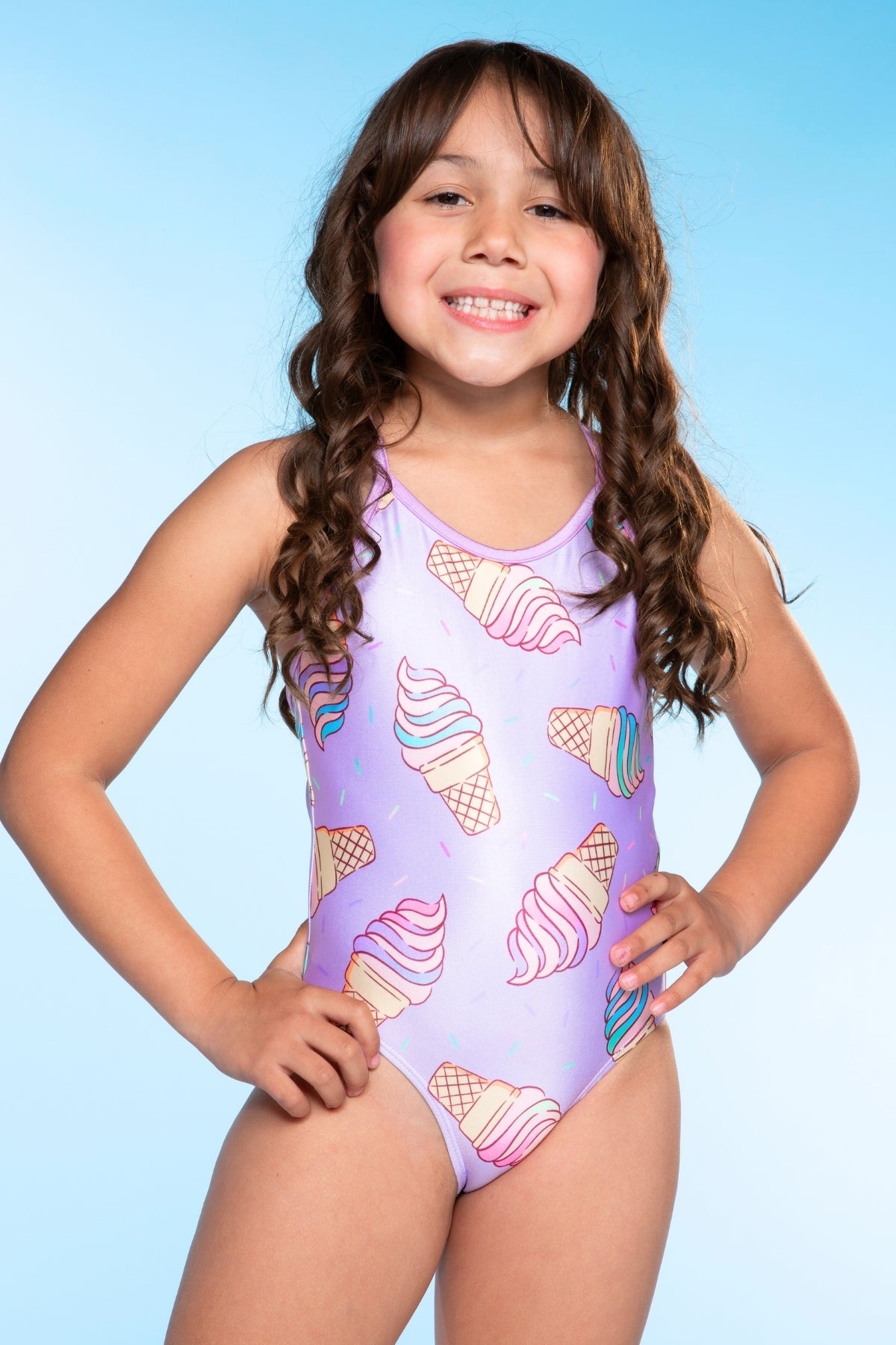 Strappy One Piece Swimsuit - Tie Dye Rainbow Ice Cream
